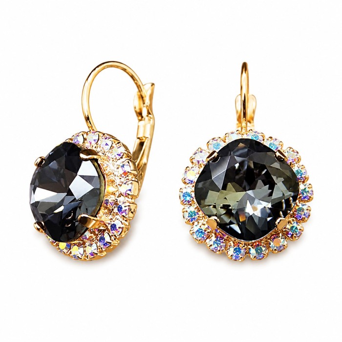 Papuošalų rinkinys moterims DiamondSky „Glare III (Graphite)“ su Swarovski kristalais