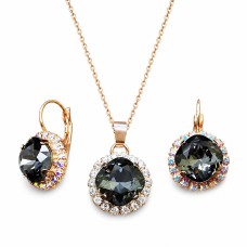 Papuošalų rinkinys moterims DiamondSky „Glare III (Graphite)“ su Swarovski kristalais