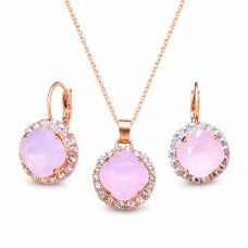 Papuošalų rinkinys moterims DiamondSky „Glare III (Rose Water Opal)“ su Swarovski kristalais