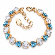 Apyrankė moterims DiamondSky „Romantiškas Švelnumas II (Crystal / Aquamarine Blue)“ su Swarovski kristalais