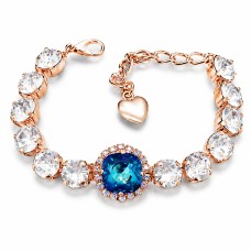 Apyrankė moterims DiamondSky „Akinantis Spindesys III (Bermuda Blue)“ su Swarovski kristalais