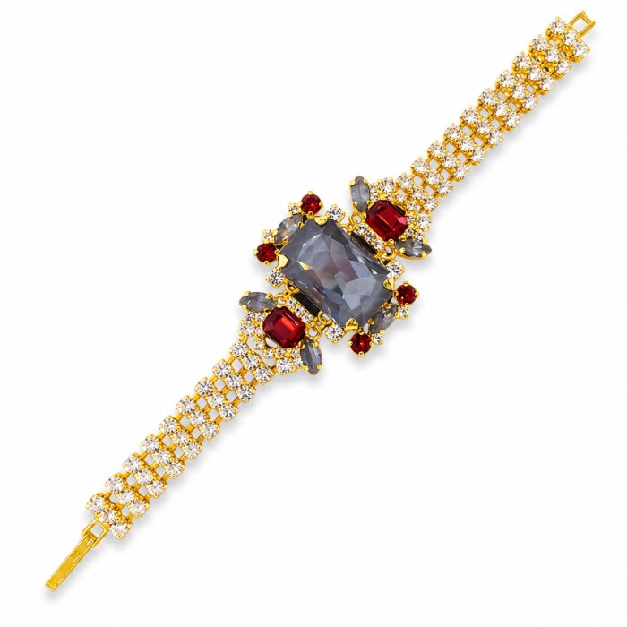 Bracelet “Aurora” (Dark Grey Ignite / Light Siam) created with Crystals by Swarovski®