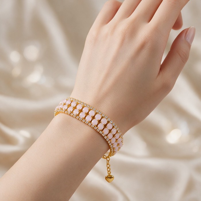 Bracelet “Celestial Whisper (Rose Water Opal)” (Rose Opal) with Preciosa® crystals