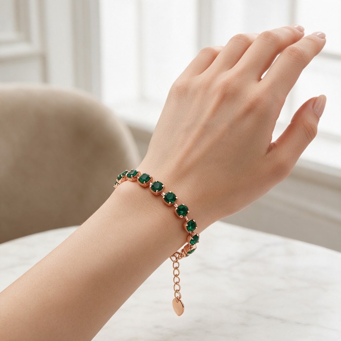 Apyrankė moterims DiamondSky „Klasika III (Emerald)“ su Swarovski kristalais