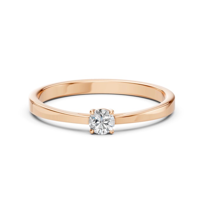14K Red Gold Diamond Ring “Solitaire XX”