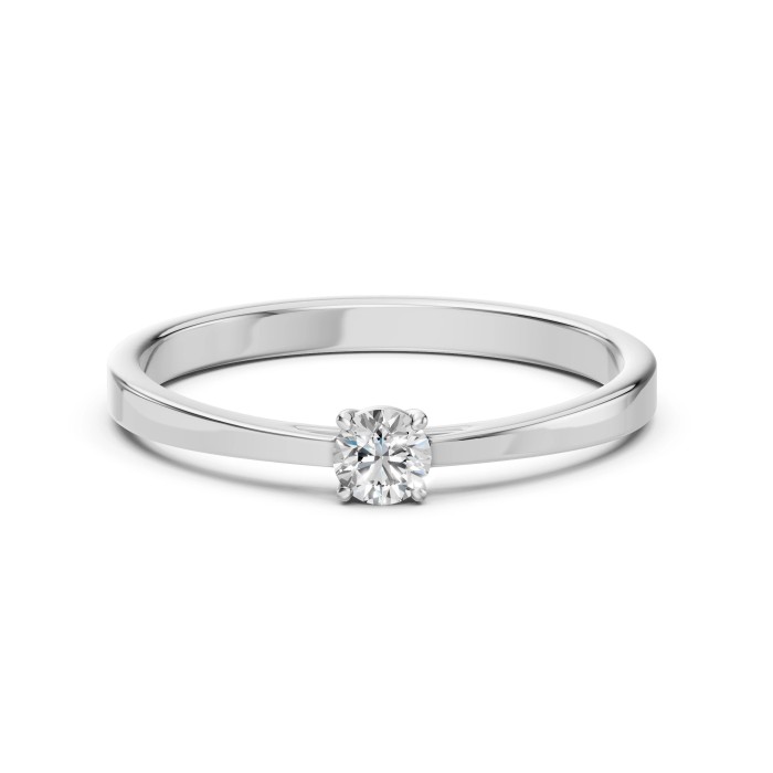 14K White Gold Diamond Ring “Solitaire XIX”