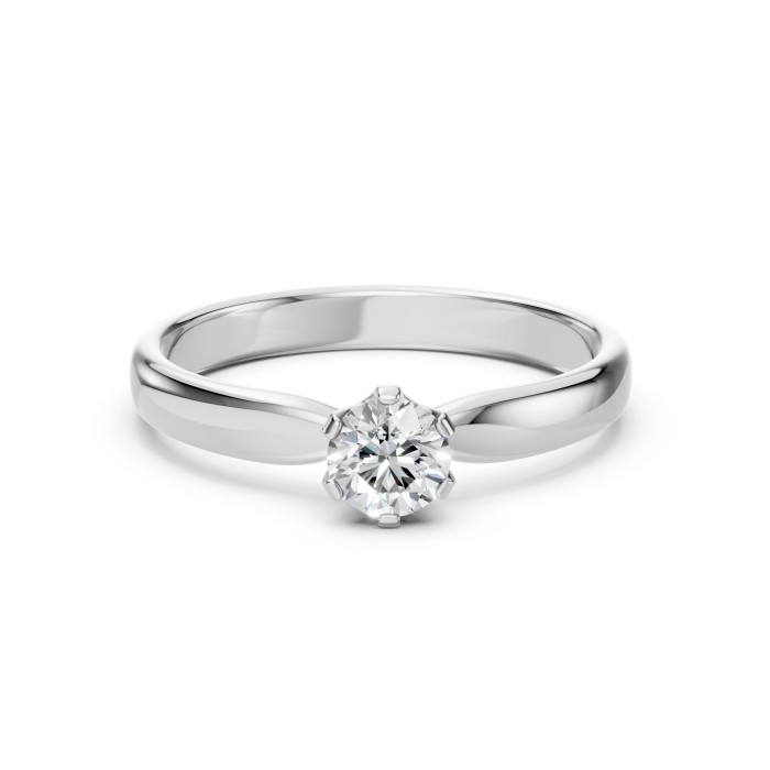 14K White Gold Diamond Ring “Solitaire XXVIII”