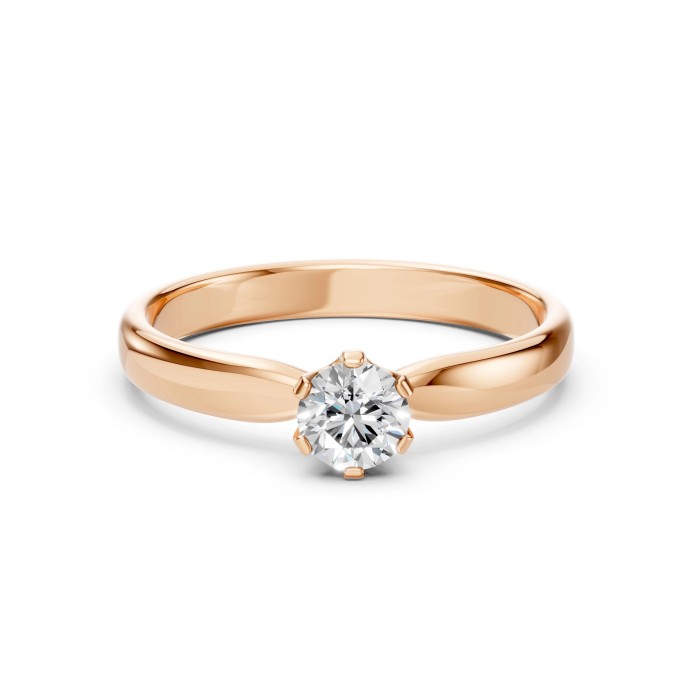 14K Red Gold Diamond Ring “Solitaire XXVI”