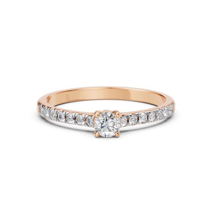 14K Red Gold Diamond Ring “Perfection X”