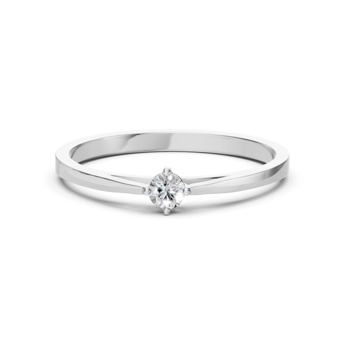 14K White Gold Diamond Ring “Solitaire XIII”