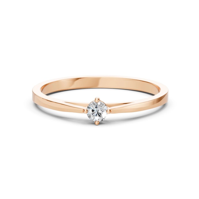 14K Red Gold Diamond Ring “Solitaire XI”
