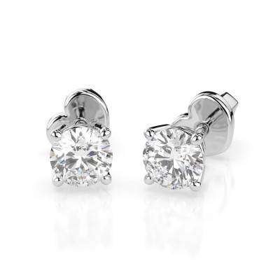 14K White Gold Diamond Earrings “Diamond Heart IX”