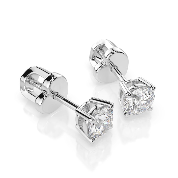 14K White Gold Diamond Earrings “Diamond Heart IX”