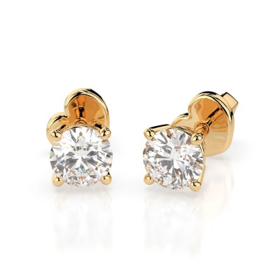 14K Yellow Gold Diamond Earrings “Diamond Heart VIII”