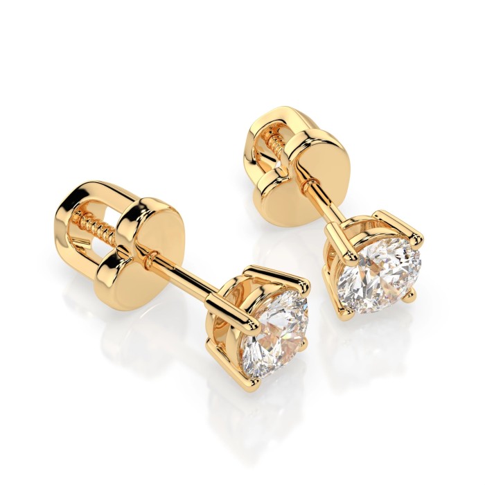 14K Yellow Gold Diamond Earrings “Diamond Heart VIII”
