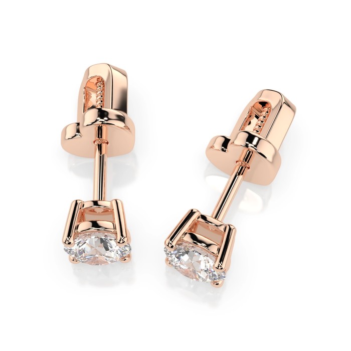 14K Red Gold Diamond Earrings “Diamond Heart VII”