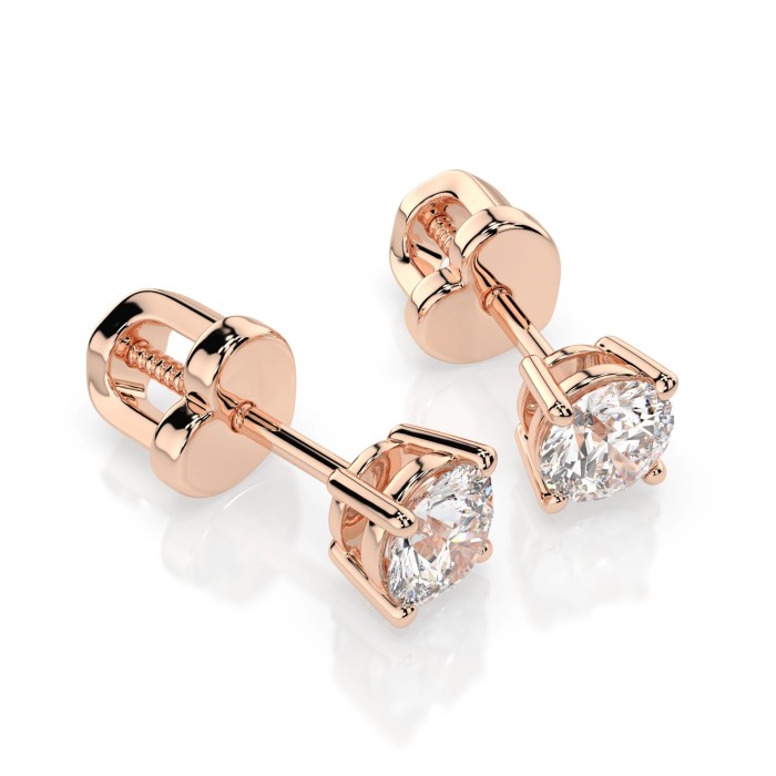 14K Red Gold Diamond Earrings “Diamond Heart VII”