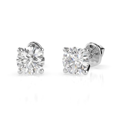 14K White Gold Diamond Earrings “Diamond Heart X”