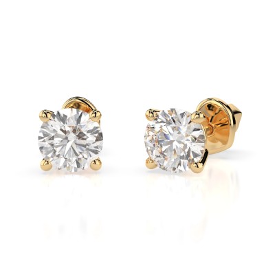 14K Yellow Gold Diamond Earrings “Diamond Heart XI”