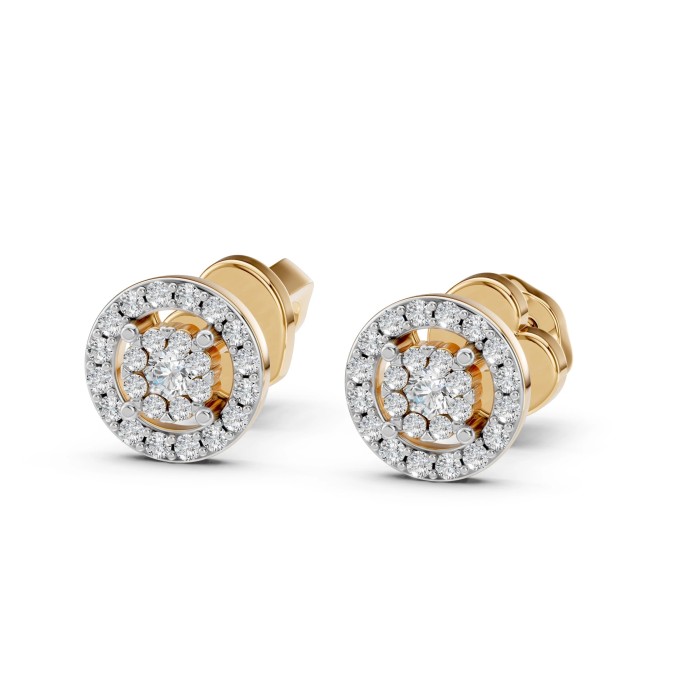 Auksiniai auskarai su deimantais „Diamond Blossom XIV“