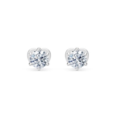 14K White Gold Diamond Earrings “Diamond Heart VI”