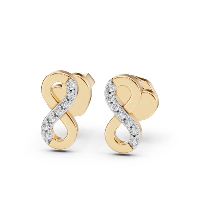 14K Yellow Gold Diamond Earrings “Infinity VII”