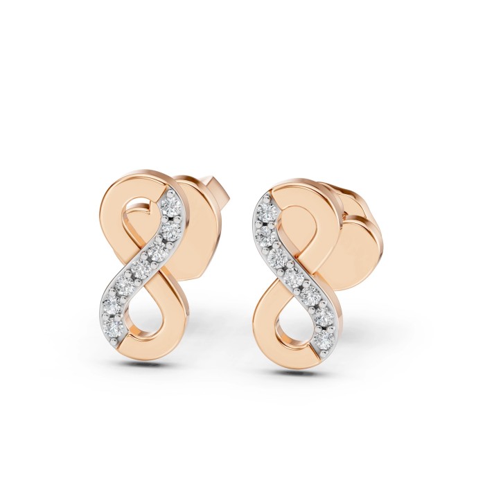 14K Red Gold Diamond Earrings “Infinity VI”