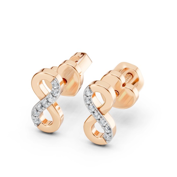 14K Red Gold Diamond Earrings “Infinity VI”