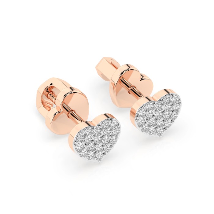 Auksiniai auskarai su deimantais „Diamond Heart“