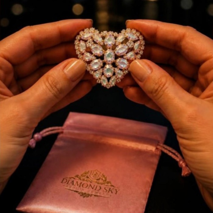 Segė moterims DiamondSky „Crystal Heart II“ (Aurora Borealis) su Swarovski kristalais