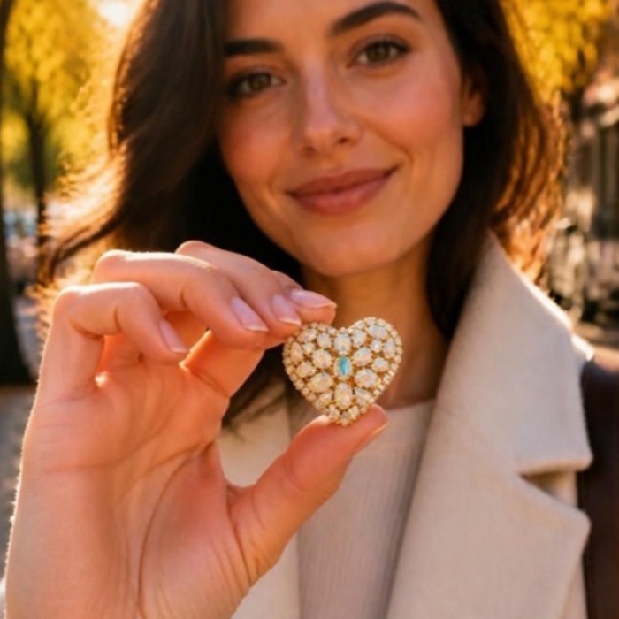Segė moterims DiamondSky „Crystal Heart II“ (Aurora Borealis) su Swarovski kristalais