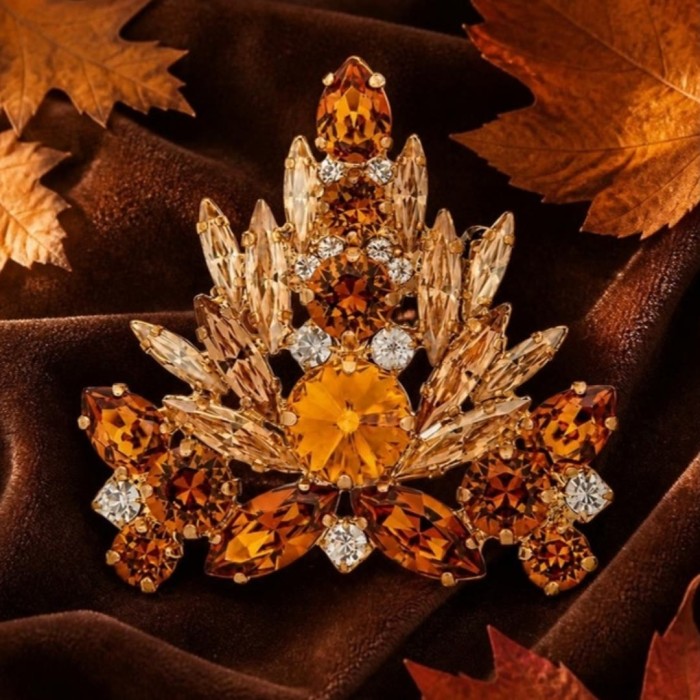 Segė moterims DiamondSky „Kristalo Šakelė II (Light Amber / Topaz / Golden Shadow)“ su Swarovski kristalais