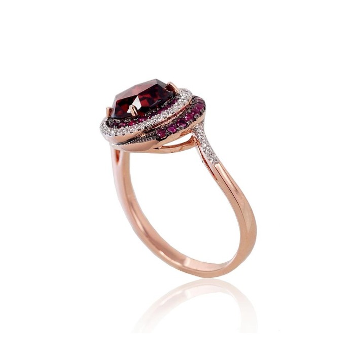 Gold Diamond, Ruby and Garnet Ring “Constellation III”