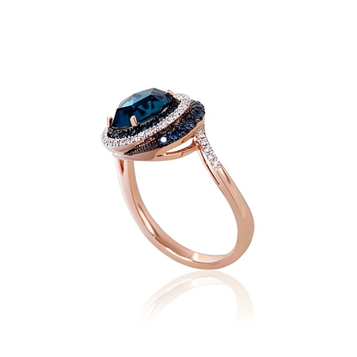 Gold Diamond, Topaz and Sapphire Ring “Constellation II”