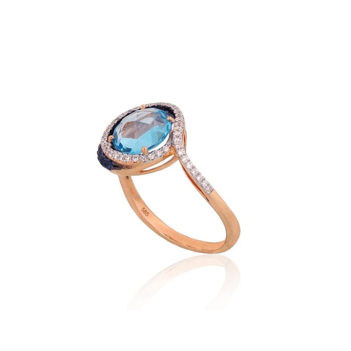 Gold Diamond, Topaz and Sapphire Ring “Constellation II”