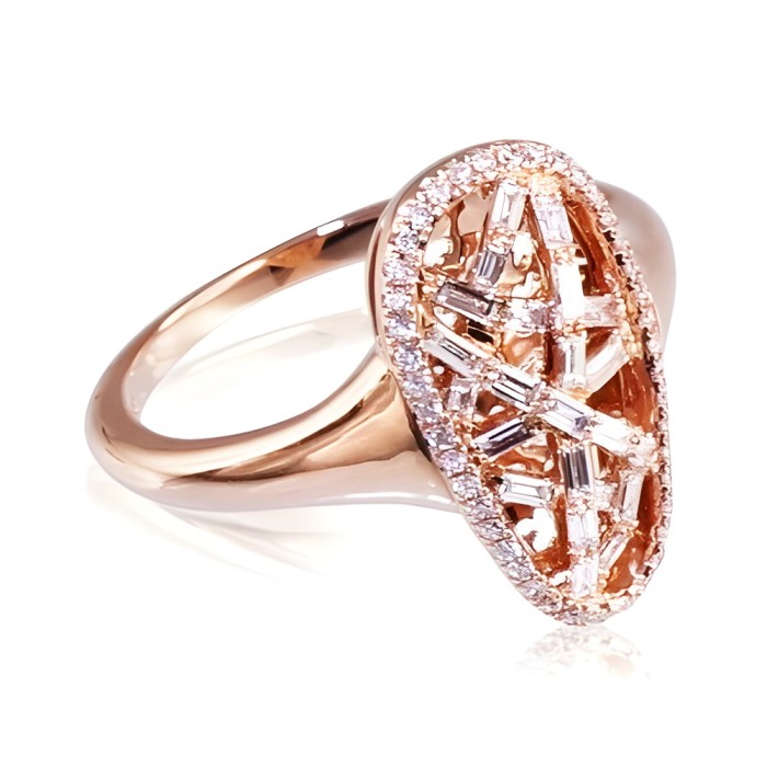 Gold Diamond Ring “Golden Web”