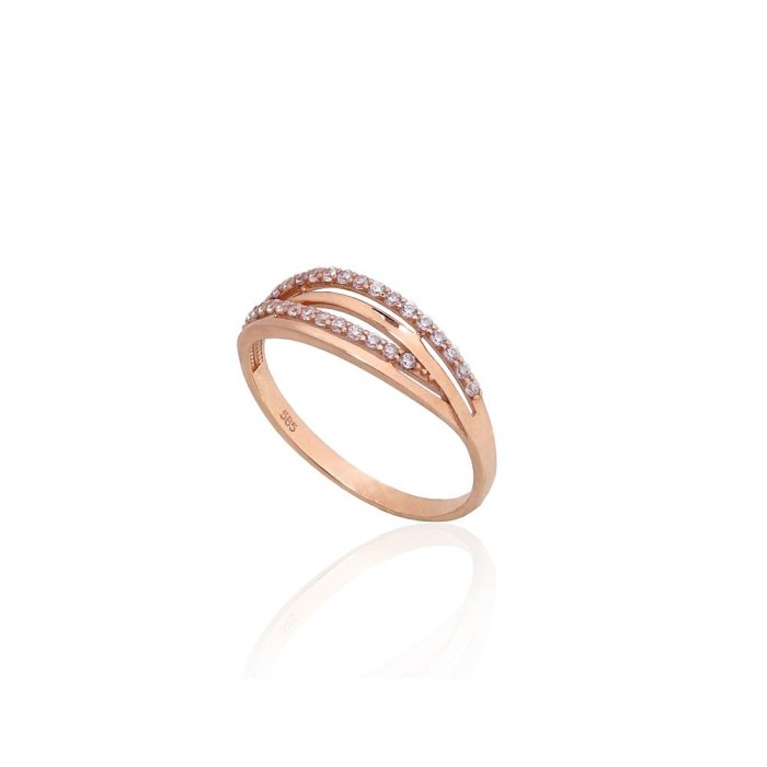 Gold Cubic Zirconia Ring “Triple Shine”