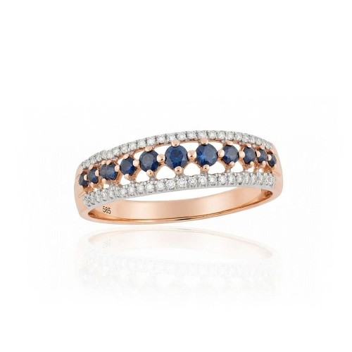 Gold Diamond and Sapphire Ring “Camellia III”