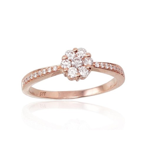 Gold Diamond Ring “Diamond Flower III”