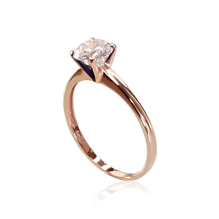 Gold Cubic Zirconia Ring “Solitaire X”