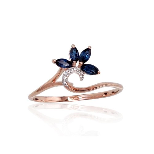 Gold Diamond and Sapphire Ring “Crystallite III”