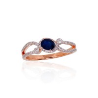 Gold Diamond and Sapphire Ring “Je t’aime III”