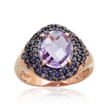Gold Cubic Zirconia and Amethyst Ring “Morrigan III”