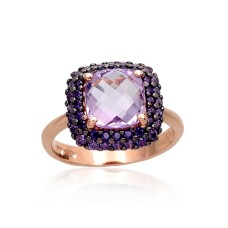 Gold Cubic Zirconia and Amethyst Ring “Morrigan VII”