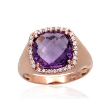 Gold Cubic Zirconia and Amethyst Ring “Morrigan IX”