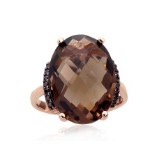 Gold Cubic Zirconia and Quartz Ring “Royal Quartz IV”