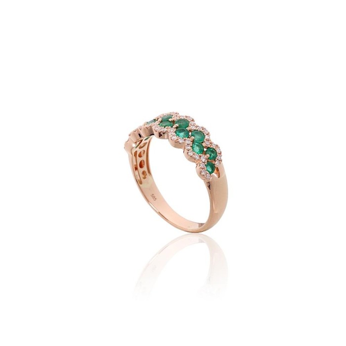 Gold Diamond and Emerald Ring “Gold Pattern XIV”