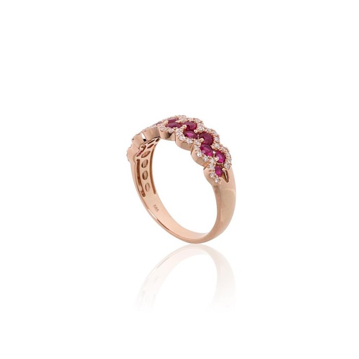 Gold Diamond and Ruby Ring “Gold Pattern XV”