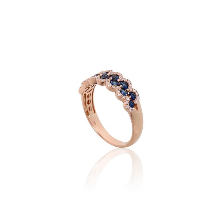 Gold Diamond and Sapphire Ring “Gold Pattern XVI”