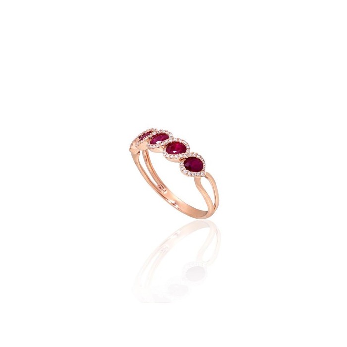 Gold Diamond and Ruby Ring “Athena”